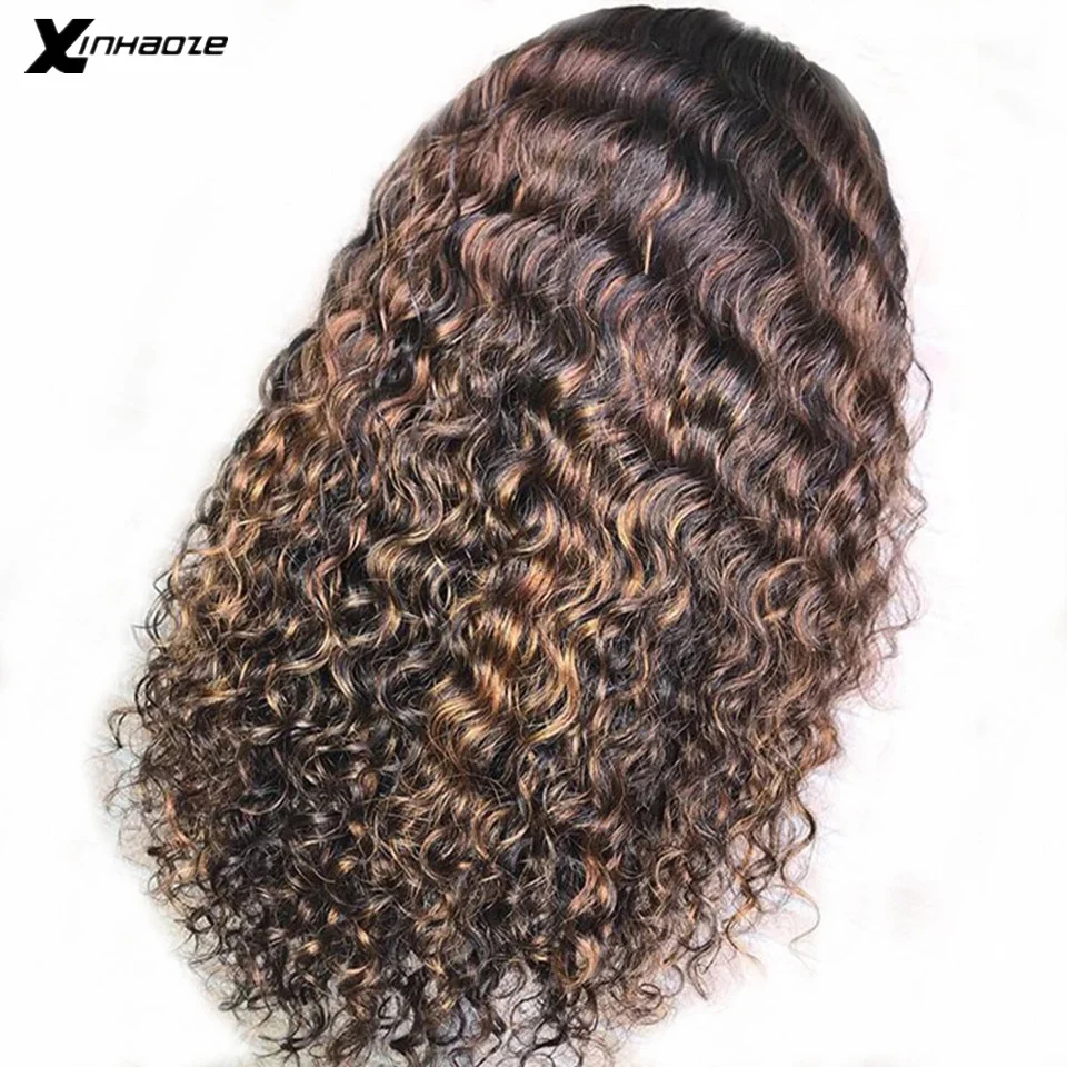 Глубокий часть 13x6 синтетические волосы на кружеве парик с эффектом деграде(переход от темного к Цвет вьющиеся человеческие волосы парики с детскими волосами бразильский Волосы remy парик шнурка