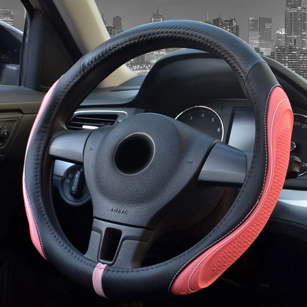 DSYCAR 1 шт. авто чехол рулевого колеса автомобиля, микрофибра кожа D форма дышащий Противоскользящий без запаха подходит 38 см автомобильные аксессуары
