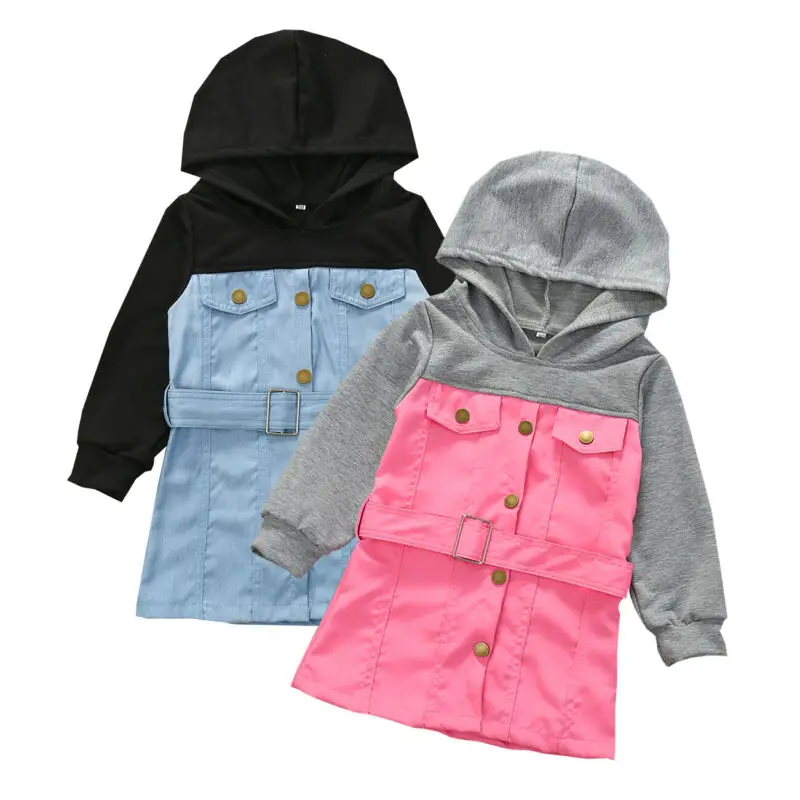 Осенне-осенняя одежда для маленьких девочек Детский свитер с длинными рукавами платье-комбинезон весенние толстовки с капюшоном