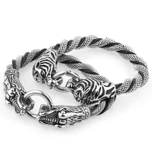 Тигр/голова дракона из нержавеющей стали звено цепи браслеты полированный Дубай сетки браслеты для мужчин крутые ювелирные подарки