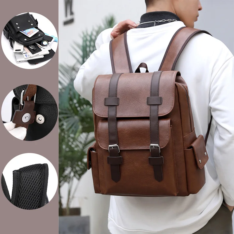Color : C QIAOLI Korean Version of Large Capacity Backpack Soft PU Leather Waterprof Wearable Men's Laptop Backpack Fashion Mens Bag Color : C QIAOLI Korean Version of Large Capacity Backpack Soft PU Leather Waterprof Wearable Men's Laptop Backpack Fashion Mens Bag