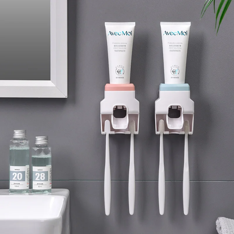 Wall-mounted Toothbrush Holder Automatic Toothpaste Squeezer Dispenser Tooth Brush Organizer Bathroom Accessories Set | Дом и сад