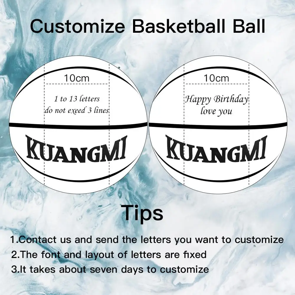 

Kuangmi Basketball Size 5 6 Customized Gift Laser Engraving Letter Carved Name Kid's Birthday Gift Game Balls Child Present