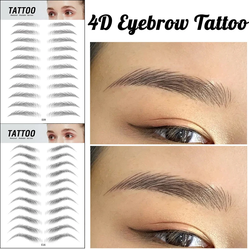 4D Eyebrow Tattoo Sticker Hair Like False Eyebrows Waterproof Long