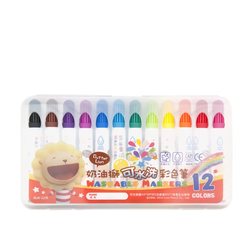 Крем Лев, 12 цветов, ручка для детей, кисть для обучения, детская ручка для рисования