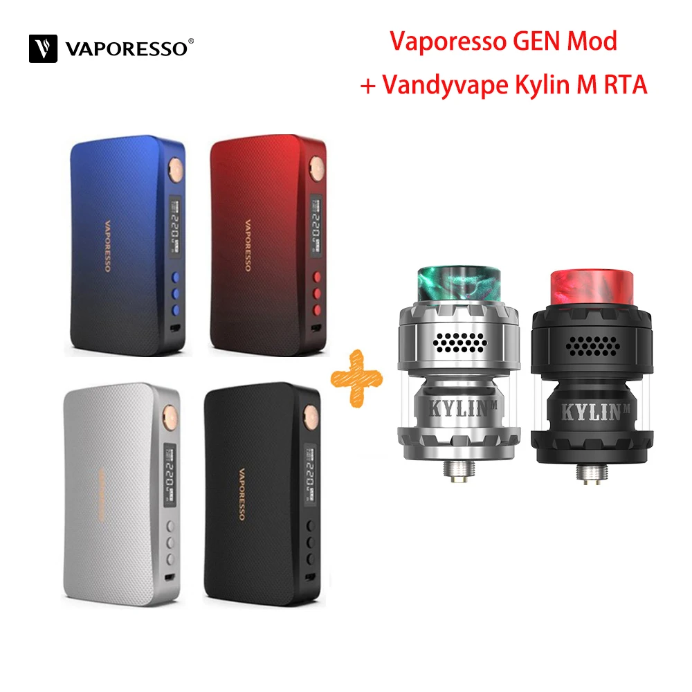 Оригинальный 220 Вт Vaporesso GEN мод Vape коробка с Kylin M RTA 18650 батарея совместима 510