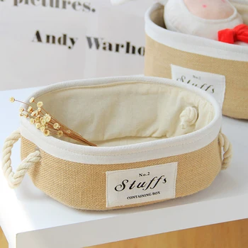 

Small Hand-woven Basket Bedside Tabletop Snacks Debris Basket Storage Basket Key Cosmetics Coffee Table Storage Basket