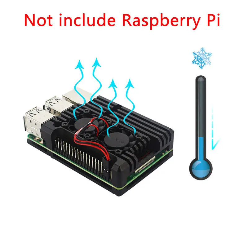 Замена двойной охлаждающий вентилятор Алюминиевый сплав чехол для Raspberry Pi 3B/3B+ защитный доступ