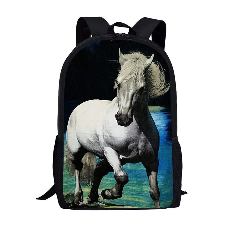 New Fashion School Bags Backpacks Teen Boys Girls Cool Schoolbags White Horse Brazilian Printed Bookbags Pencil Case
