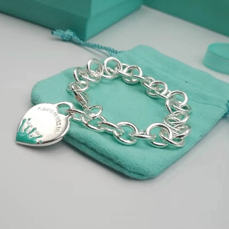 

100% 925 sterling silver bracelet, classic and fashionable heart-shaped splash bracelet, exquisite birthday gift for ladies