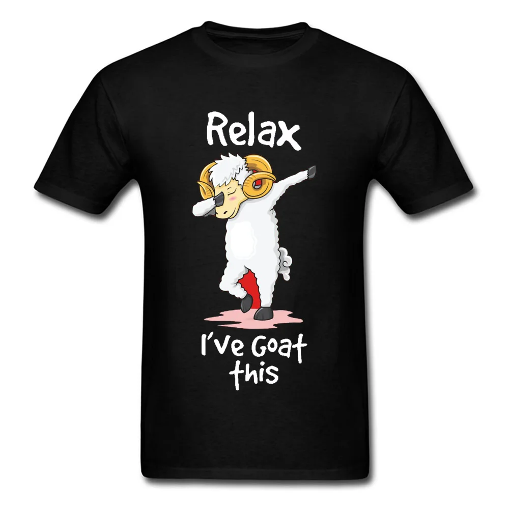 

Dabbing Relax Goat Happy T Shirts Hiphop Funny Design New Tops & Tees Father Day Crewneck 100% Cotton High Quality Man T Shirt