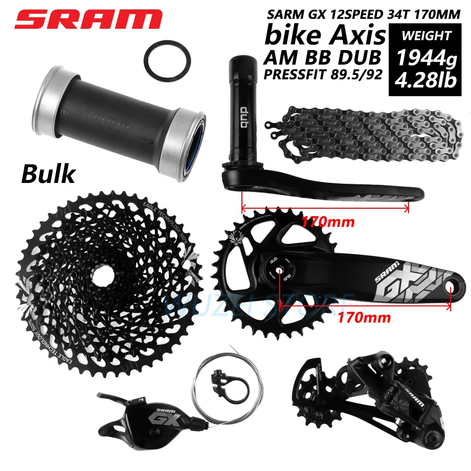 SRAM GX Орел 1x12s 10-50 т Скорость указано комплект DUB 170 мм 175 мм 32/34T триггерный переключатель передач задний переключатель кассета с цепью диаметра окружности болтов - Цвет: 170mm BB 92 No box