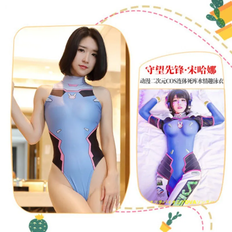 Аниме принт 3D Dva косплей костюм сексуальное женское белье Цельный купальник