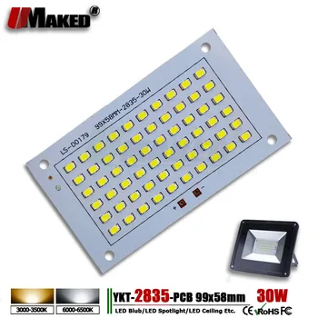 

30W 99x58mm SMD2835 LED PCB Flood light PCB Plate 30 50 100 150W Light Source Heatsink Aluminum Panel for Outdoor LED lamps DIY