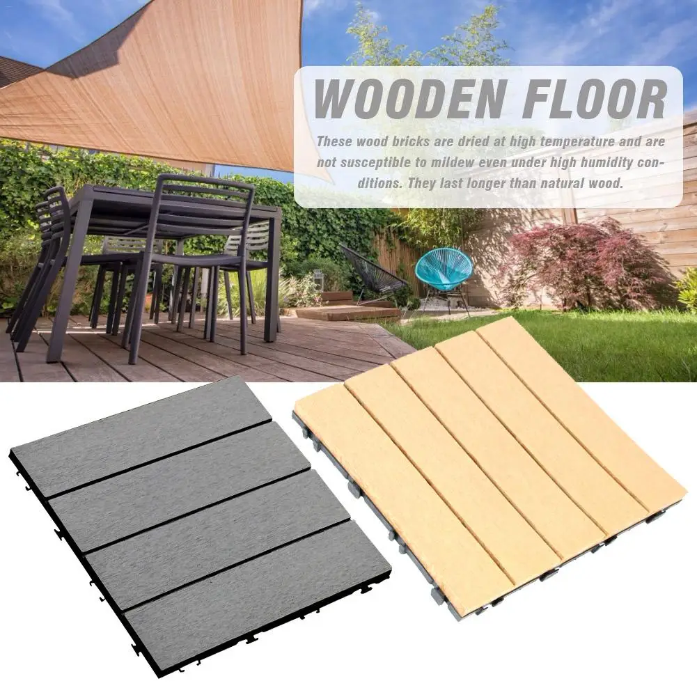 30*30cm Garden Floor Patio Tiles Wood And Plastic Corner Edging Trim Tiles Non-Slip Balcony Yard Garden Floor Tiles Garden Decor