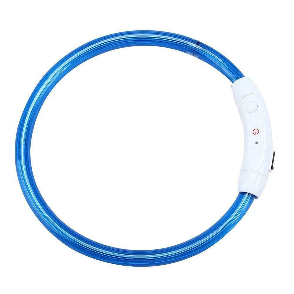blue Горячая Распродажа USB Перезаряжаемый светодиодный ошейник для собак и питомцев мигающий регулируемый безопасный светильник на шею J8#3 - Цвет: blue
