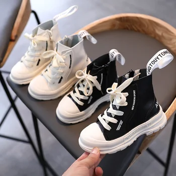 

autumn Winter Warm Children Boots For Girls Fashion PU Leather Kids Shoes Ankle Martin Boot boy Felt Zipper Snow Boots