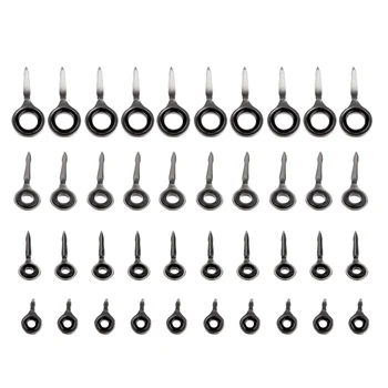 

40pcs Stainless Steel & Ceramic Fishing Rod Guides Set Guide Tips Eyes Ring for Raft Rod Rock Rod Repair Kit Fishing Accessories