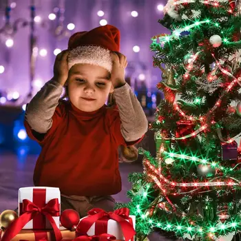 

1PC LED Lights Christmas Tree Decoration Lights Customized LED String Lights Remote Control Color Changing Built-in Microphone