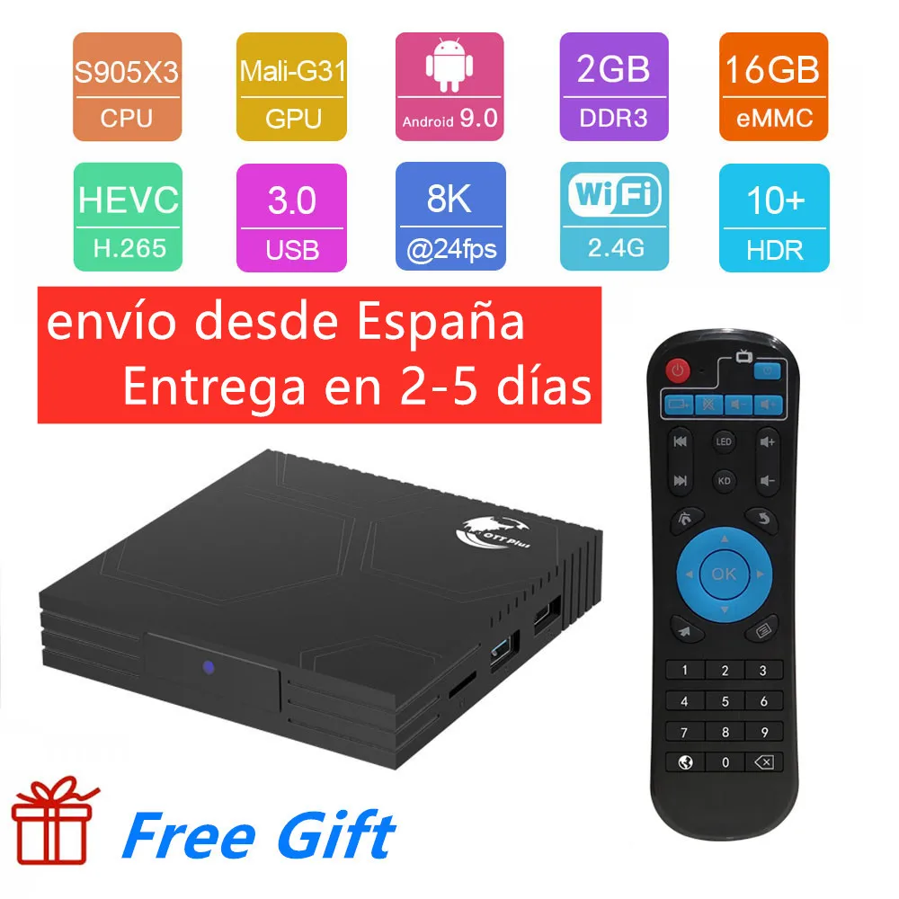 2021 OTT PLUS Android 9 0 TV Box S905X3 Wifi медиаплеер 2 + 16G H.265 четырехъядерный ТВ-приставка |