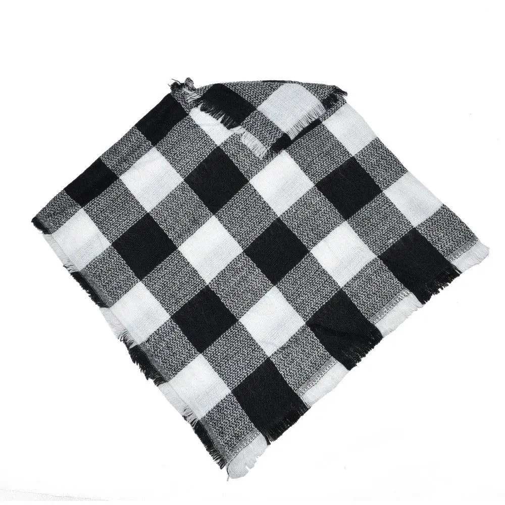 Зимний теплый клетчатый шерстяной шарф для маленьких мальчиков и девочек 3-5 лет - Цвет: C
