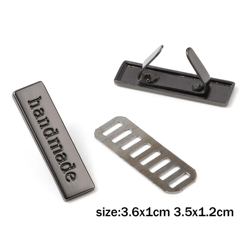 5 Sets (2 PCs/Set) Handmade Metal Label Tags Rectangle Printed Clothes Jeans Shoes Bags Labels DIY Sewing Crafts