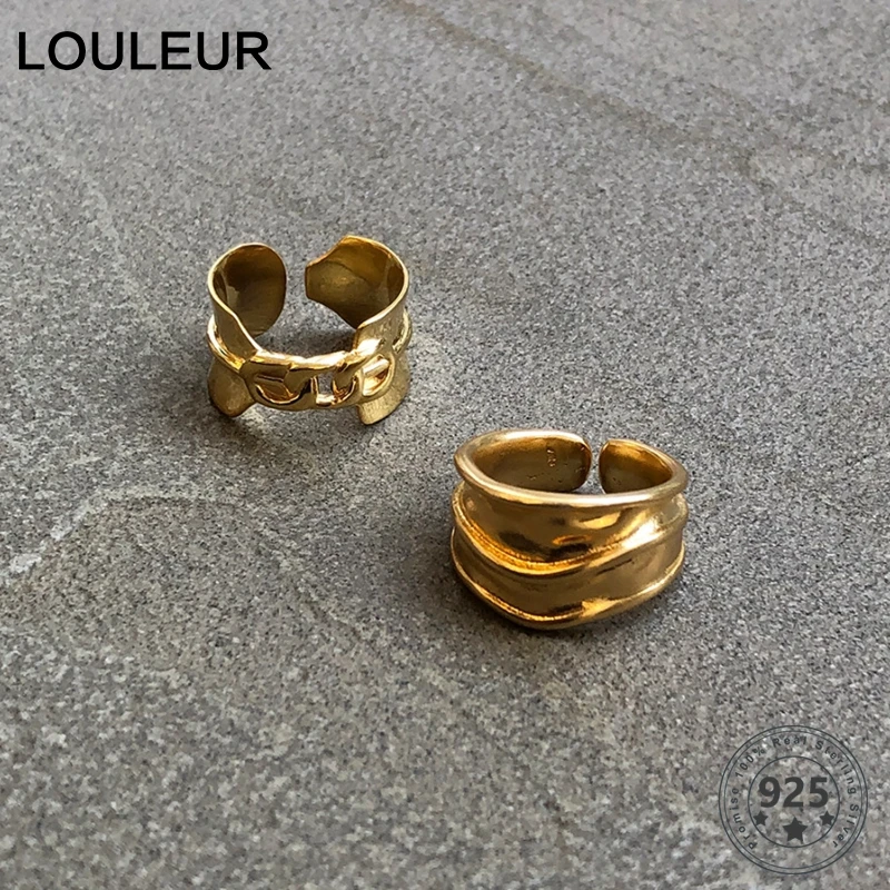 Женские кольца с цепочкой LouLeur элегантные минималистичные из стерлингового