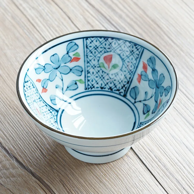 Серия Hefeng японская высокотемпературная неглазурованная Высокая напольная миска Цветная Керамическая Посуда ведро чаша для риса - Цвет: big flower