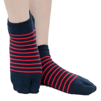 

Men Casual Striped Print Soft Breathable Two Toe Socks Flip Flop Socks