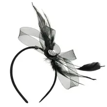 Women Ladies Fashion Feather Diamond Headband Hair Clip Wedding Bridal Hair Band Ball Party Decorative Hair Accessories CORD
