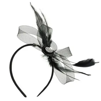 

Women Ladies Fashion Feather Diamond Headband Hair Clip Wedding Bridal Hair Band Ball Party Decorative Hair Accessories CORD