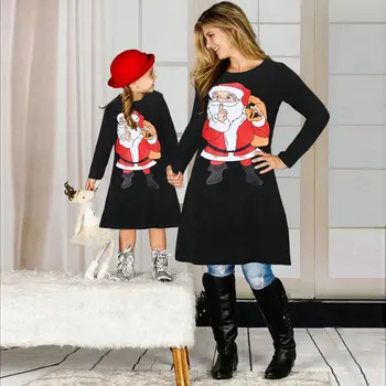 

Family Christmas Long Sleeve Dress 2020 Mommy And Me Snowman Matching Clothes Mother Daughter Xmas Dresses Outfits Family Look