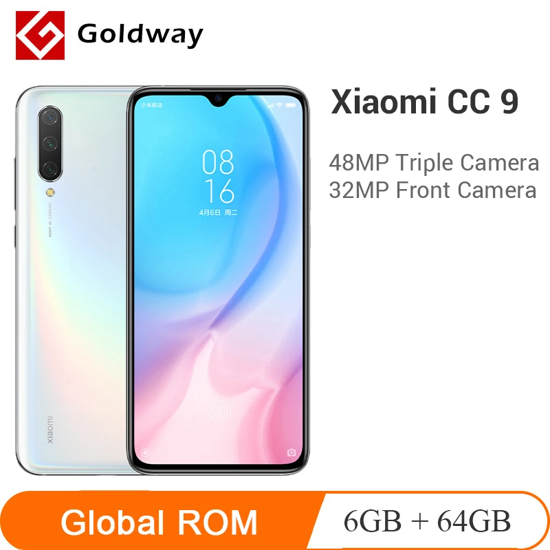 Глобальная ПЗУ Xiaomi Mi CC9, 6 ГБ ОЗУ, 64 Гб ПЗУ, мобильный телефон Snapdragon 710, 6,39 дюйма, полный экран, 48мп, тройная камера, 32 МП, фронтальная камера