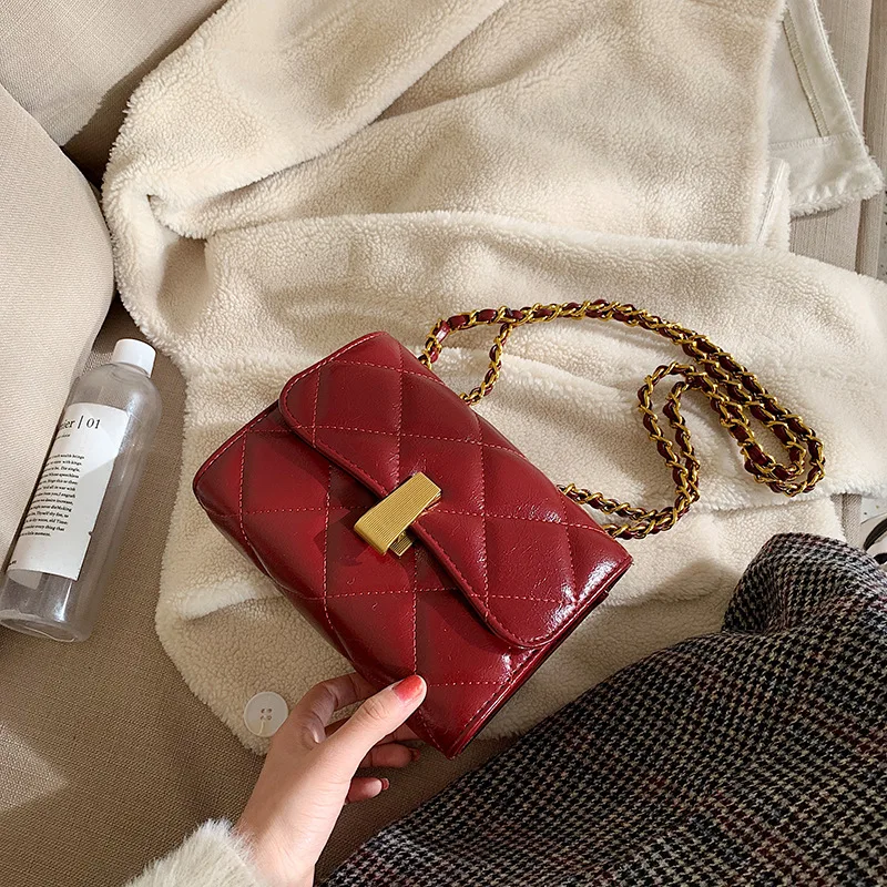 

INS Hong Kong Style Rhombus Chain Bag Mini Shoulder Bag 2019 New Style Korean-style WOMEN'S Fashion Handbag Bags