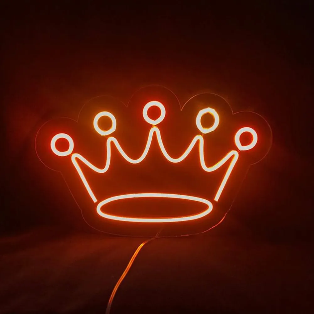 

Акриловый неоновый ночник в форме Winbo-Crown, вечеринка, игровая комната, украшение для спальни, доступен на заказ