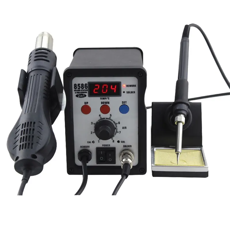 

Free Ship Bozan Old Type 8586 Soldering Machine Hot Air SMD Desoldering Station 2 in 1 Mobile Phone Soldering Iron Repair Tool