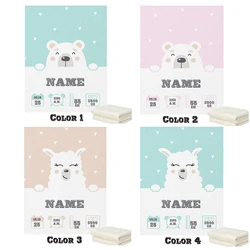 LVYZIHO Personalized Baby Birth Cute Bear Llama Baby Boy / Girl Blanket - 30x40 / 48x60 / 60x80 Inches - Fleece Blanket