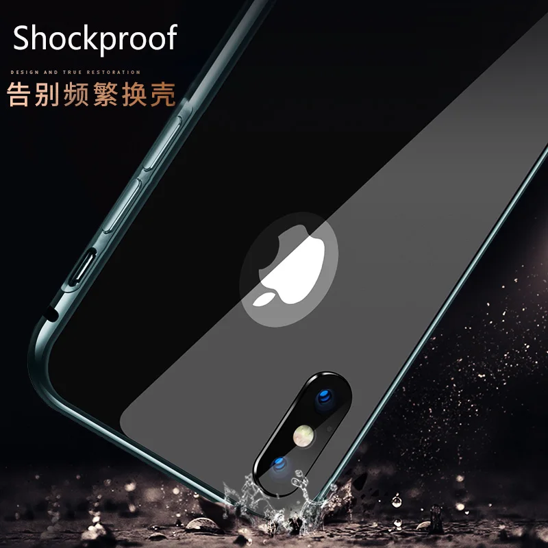 Ультратонкий чехол из закаленного стекла 9H для iPhone 7 8 Plus XS, металлический каркас, антидетонационный чехол для iPhone X XR XS Max 7 8 Plus Coque