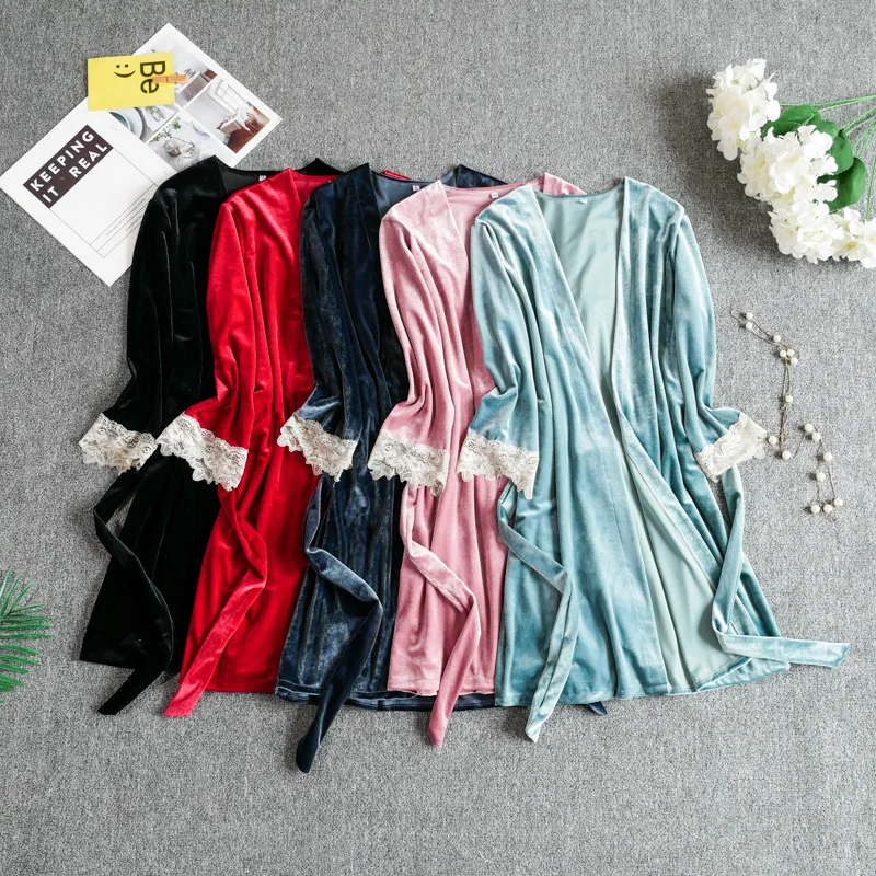 Сексуальный женский Велюровый комплект из 2 предметов, топ на бретелях, пижама, кимоно, одежда для сна, зимняя Домашняя одежда, ночная рубашка, костюм, халат, банное платье