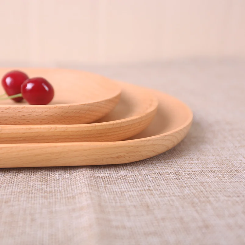 Technology Japanese Wooden Plate Beech Solid Wood Bread Plate Serving Platter Snack Food Trays Sundries Jewellery Cashier Plates
