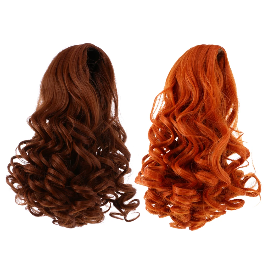 2 Pieces Stylish 18in Doll Long Hair Wig DIY American Doll Accessories