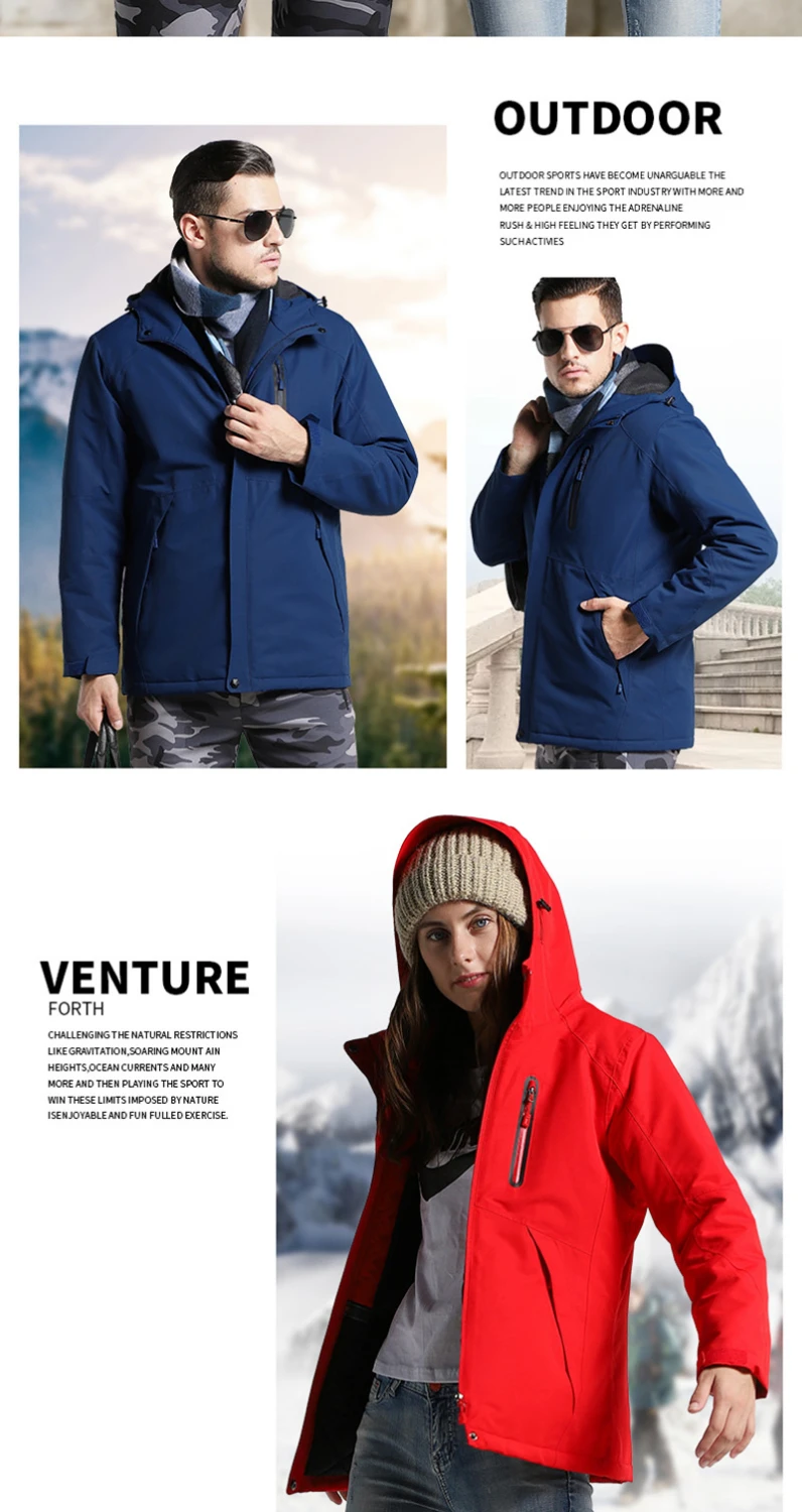 Женская/Мужская зимняя Водонепроницаемая USB Инфракрасная нагревательная куртка с капюшоном, электрическая термальная одежда, пальто для спорта, альпинизма, пешего туризма, жилет