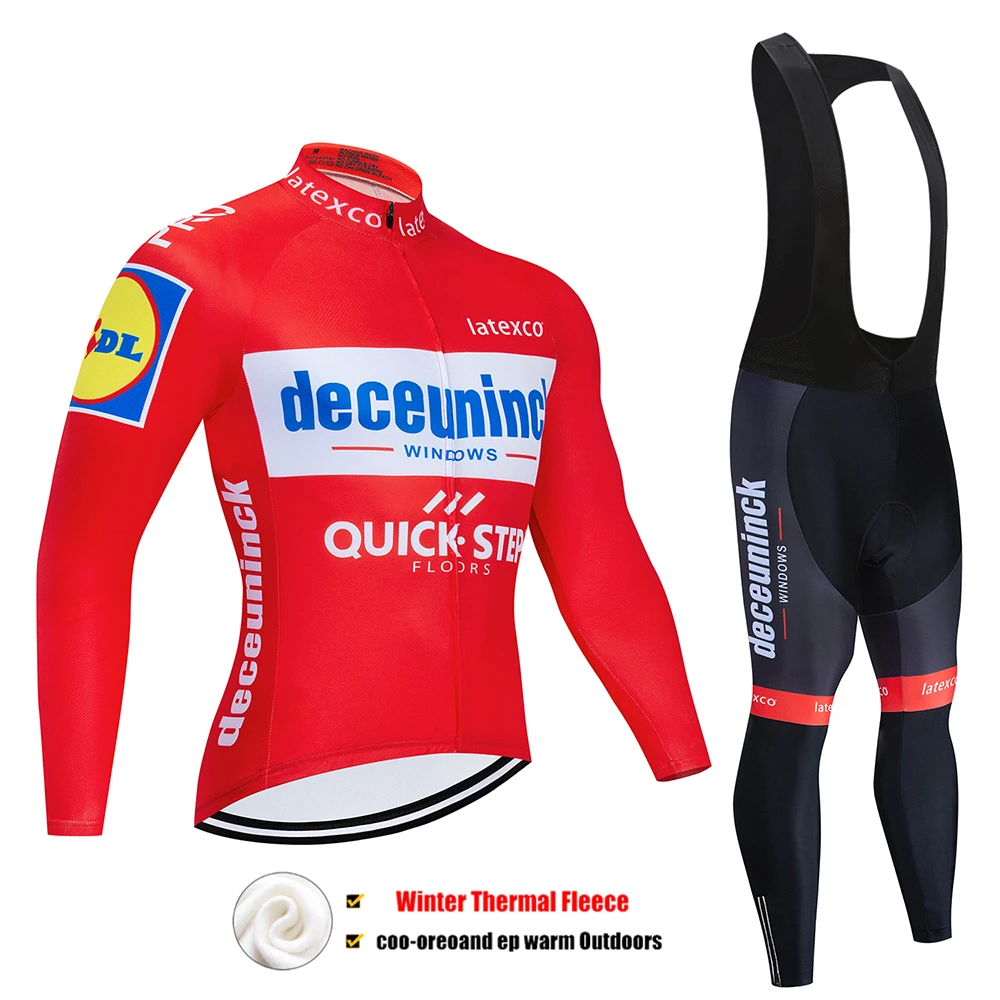 Pro Team QUICK STEP Велоспорт Джерси 9D нагрудник набор Бельгийская велосипедная одежда мужская зимняя теплая флисовая велосипедная Одежда для велоспорта - Цвет: Pic Color