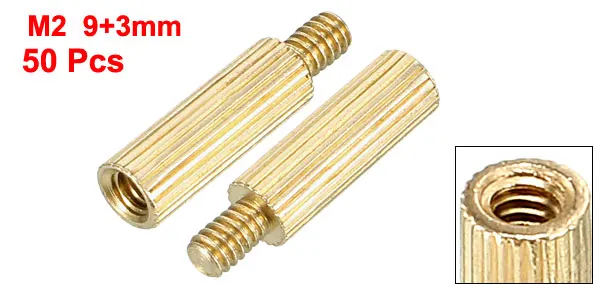 50pcs 9mm 3mm Uxcell 50 шт. M2 9+ 3 мм Мужская резьба латунь Круглый противостояние прокладка Винт PCB столб - Цвет: 50pcs 9mm 3mm