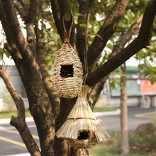 Weaved Birds Nest Natural Bird Grass Cage Egg Cage Garden Bird House Outdoor Decorative Hanging Parrot Nest Houses Pet Bedroom