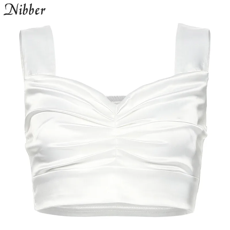 Белый Nibber осень Дикий шифон Белый кроп-Топ женский camisole2019 модные уличные повседневные майки без рукавов с элегантным верхом Топ mujer - Цвет: Белый