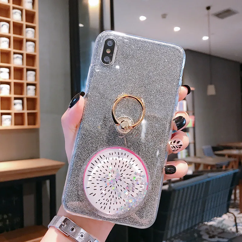 Holder Stand Quicksand Case For Asus Zenfone Max M1 ZB555KL Pro(M2) ZB631KL ZB633KL Plus M1 ZB570TL Go ZB500KL Glitter Cover - Цвет: Black Fruit