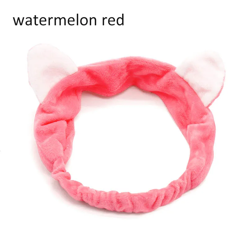 Watermelon Red Милый узел, коралловый флис, мягкая эластичная лента для волос, спа-Ванна, Душ, макияж, мытье лица, косметическая повязка на голову, повязка для волос, головной убор для женщин - Цвет: Watermelon Red