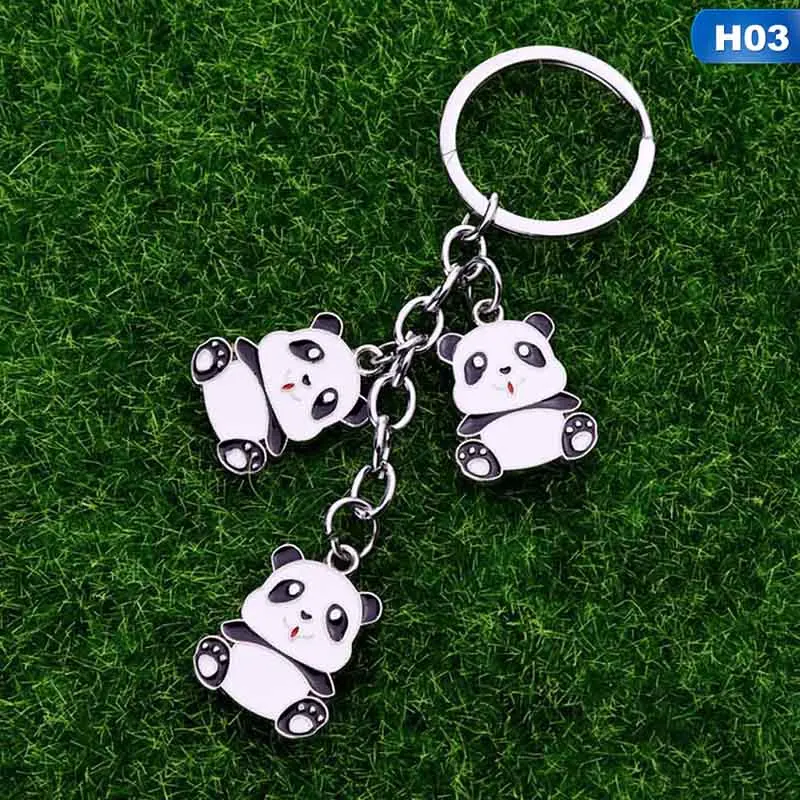 Panda Key Chain New Cute Panda Keychain For Bag Car Key Ring Tourism Souvenir Gifts Key Chains Holder Silver Trinket Jewelry