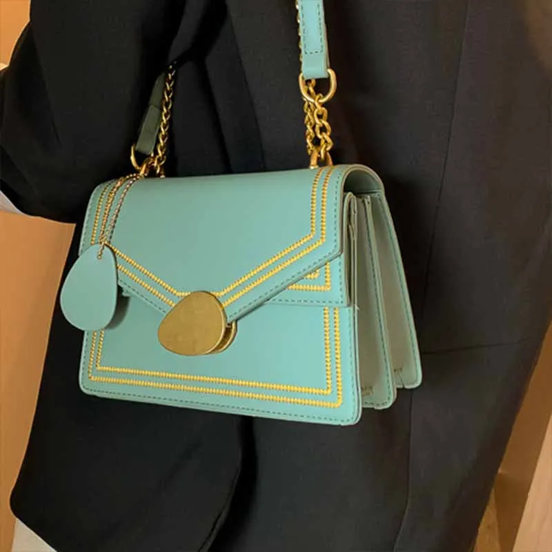 Зеленый MSGHER Embroidery Thread Flap Women Bag Summer Gold Fashion Metal Sheet Hasp French Style Vintage Crossbody Female Bag WB2865 - Цвет: Зеленый